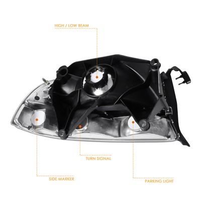 For 97-04 Dodge Dakota/Durango Headlight/Lamp Black Housing Amber Corner Signal