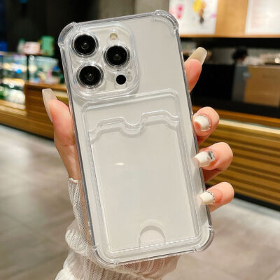 Card Holder Case For Samsung iPhone Phone Shockproof Clear Soft Bumper Cover