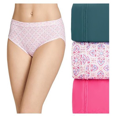 

Jockey Womens Elance Pink 3 Pack Printed Underwear French Cut Panty  BHFO 3416, Pink/green/white print