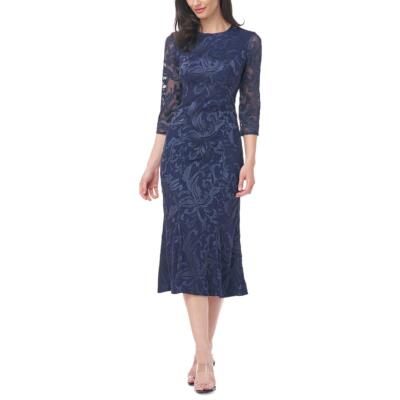 

JS Collections Женское темно-синее платье миди Cecily с цветочным принтом Evening  BHFO 8199, Navy