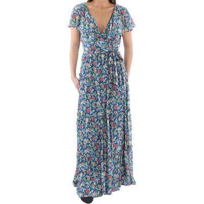 

Lauren Ralph Lauren Женское многоярусное платье макси с цветочным принтом и оборками BHFO 7045, Blue/red