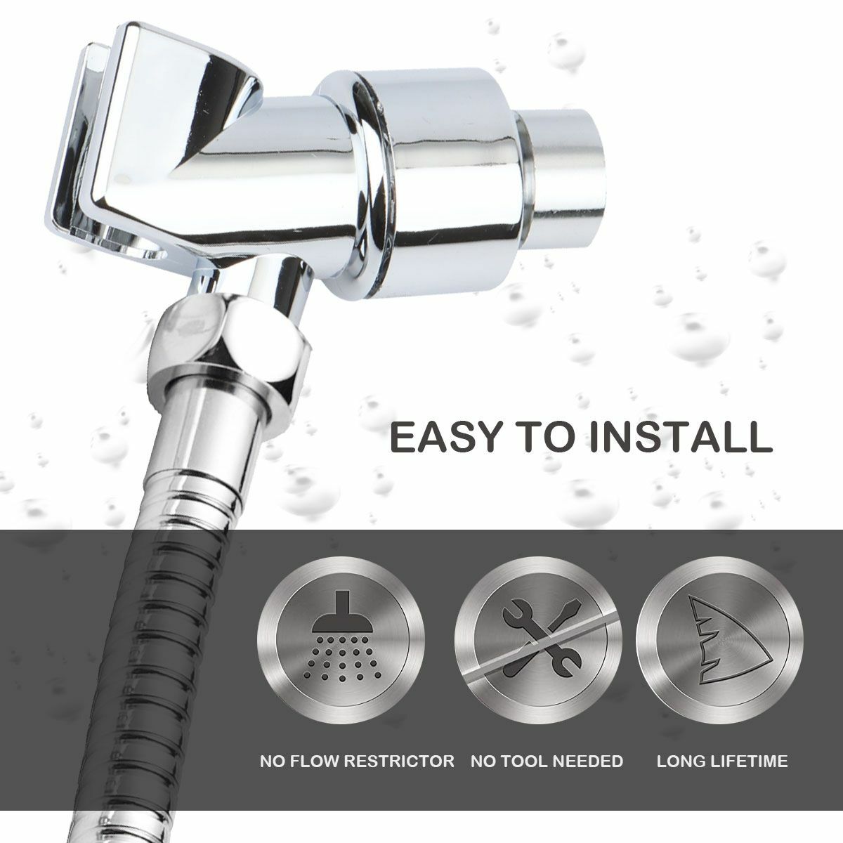 Universal Shower Head Holder Arm Mounted Adjustable Screw On Bracket Bathroom