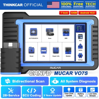 MUCAR VO7S Bidirectional Car OBD2 Diagnostic Scanner CANFD Tool Key Cod-ing IMMO