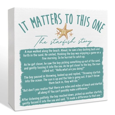Farmhouse Beach Wooden Box Sign, The Starfish Story, Summer Beach Decor for H...