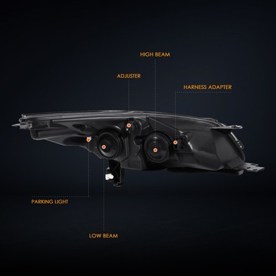 For 13-16 Ford Escape SUV Headlight/Lamp Replacement Black Housing Amber Corner