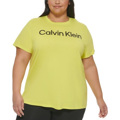 Женский пуловер с желтым логотипом Calvin Klein Performance и верхняя рубашка плюс 2X BHFO 5245