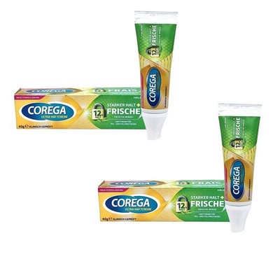 2x Corega Ultra Haftcreme Starker Halt Frisch 2x 40g Zahnprothesenhaftcreme