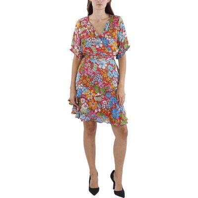 Женское розовое короткое мини-платье с цветочным рисунком Tahari ASL Petites 10Р BHFO 7960