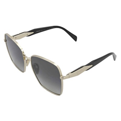 Pre-owned Prada Polarized Grey Gradient Square Ladies Sunglasses Pr 64zs Zvn5w1 57 In Gray