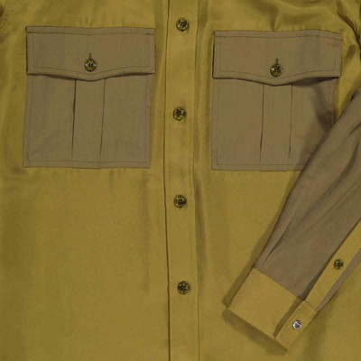 Pre-owned Burberry Ladies Dark Seaweed Green Ferne Panelled Oversized Shirt In Multicolor
