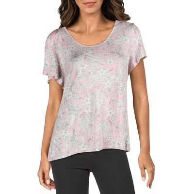 

Женская пижама Tahari с короткими рукавами и розовым цветочным принтом  BHFO 8661, Pink/white
