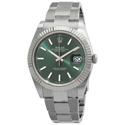 Rolex Datejust 41 Mint Green Dial Automatic Men's Steel and White Gold Oyster