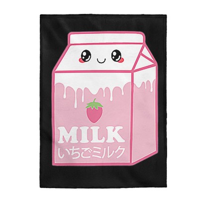 Strawberry Milk Carton Funny Retro 90s Japanese Kawaii Weeb Gift Plush Blanket