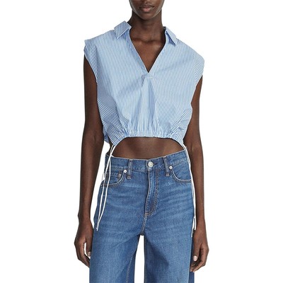 Женская майка из хлопка в голубую полоску Rag & Bone Fiona L BHFO 9474