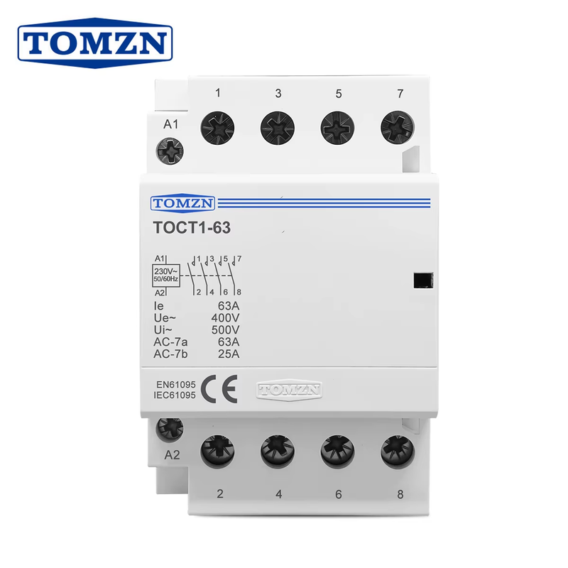 TOCT1 4P 63A 2NC 2NO 220V Coil 400V~ 50/60Hz Din Rail Household AC Modular Conta