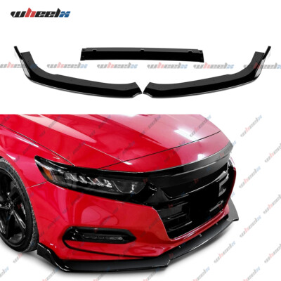 Glossy Black Front Bumper Lip Splitter Spoiler 3PCS For Honda Accord Sport 18-20