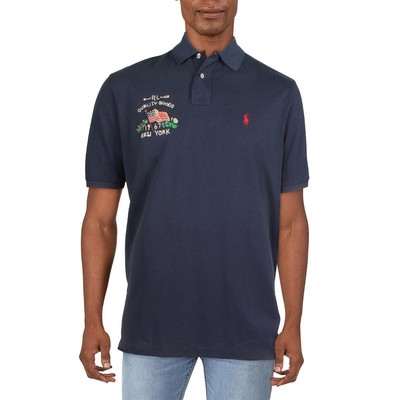 Polo Ralph Lauren Мужская темносиняя хлопковая рубашка поло с вышитым воротником M BHFO 9058