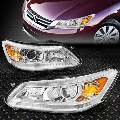 ДЛЯ 13-15 HONDA ACCORD 4DR ХРОМИРОВАННЫЙ КОРПУС ЯНТАРНЫЕ УГЛОВЫЕ ЛАМПЫ ПРОЕКТОРА