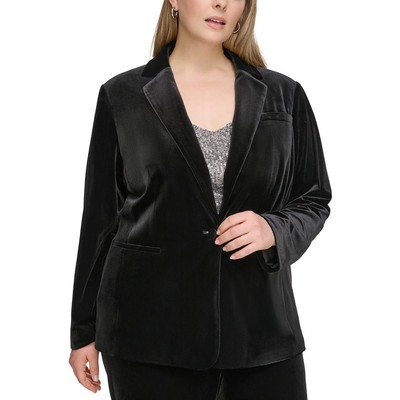 Женский черный бархатный блейзер на одной пуговице Calvin Klein Plus 14W BHFO 6730