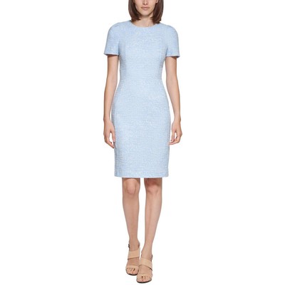 

Женское синее твидовое офисное платье-футляр до колен Calvin Klein  BHFO 5422, Serene multi