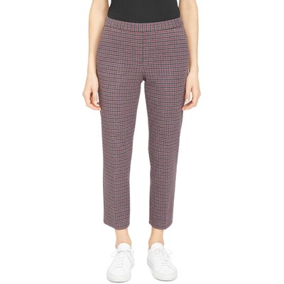 

Красные женские брюки в клетку с узором -quot;гусиные лапки-quot; Theory  BHFO 0913, Merlot multi, L0725218