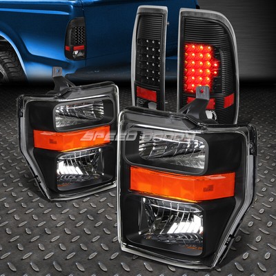 ЧЕРНЫЙ КОРПУС, ЯНТАРНАЯ СИГНАЛЬНАЯ ФАРА + СВЕТОДИОДНЫЙ ЧЕРНЫЙ ЗАДНИЙ ФОНАРЬ ДЛЯ 08-10 SUPER DUTY