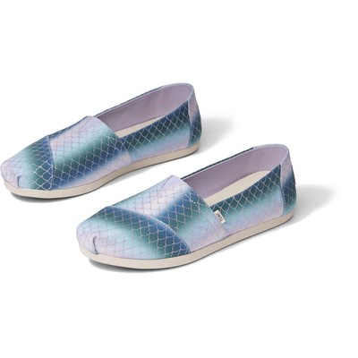 

Женские классические модные лоферы на плоской подошве Toms 5, средние (B,M) BHFO 2227, Multi iridescent scales mermaid print, Classic