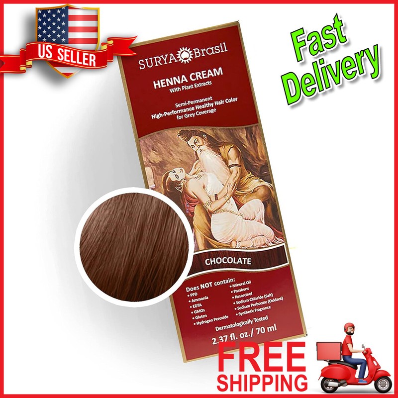 Surya Brasil Henna Cream - Chocolate 1 Box, 2.37 fl oz, Fast