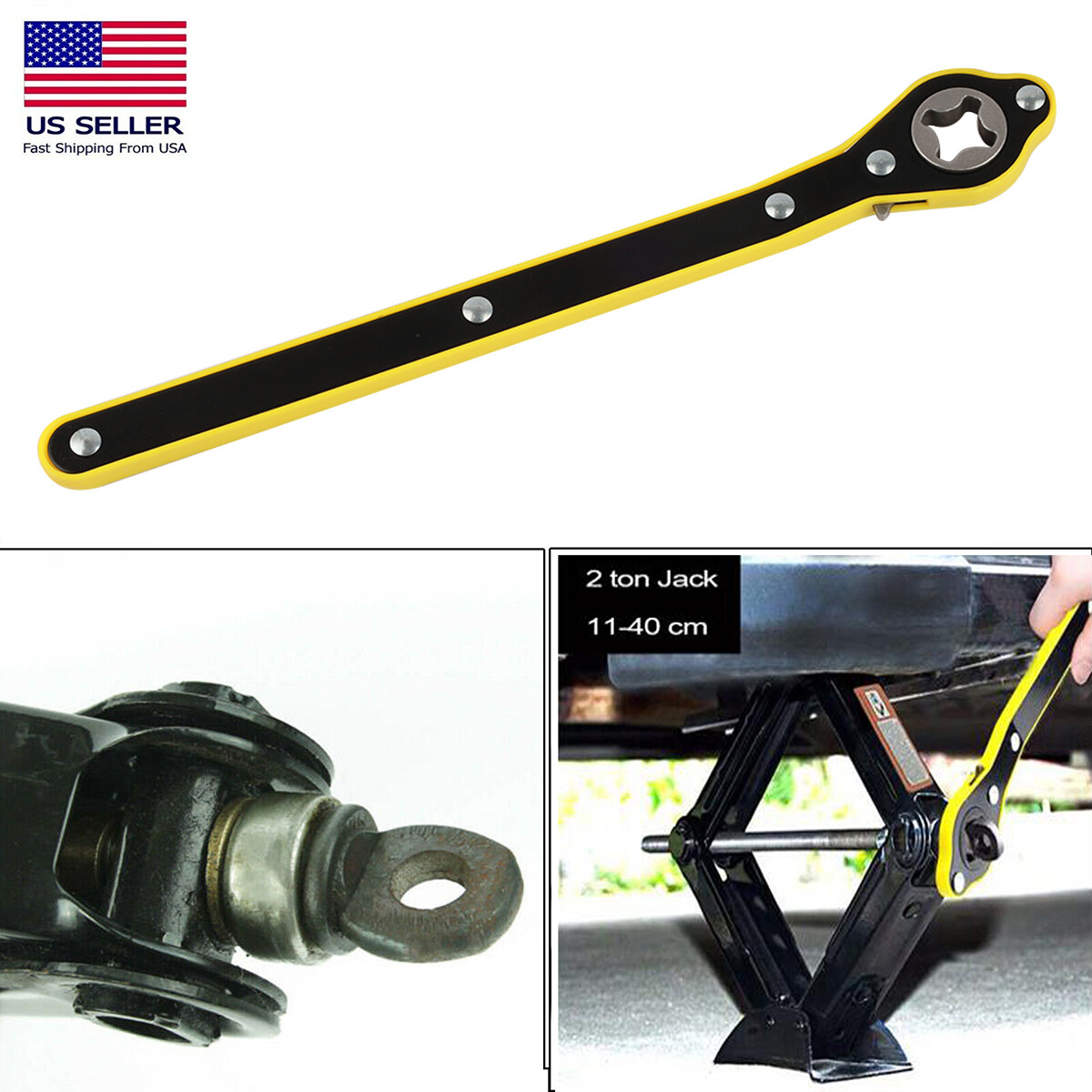 Labor-saving Car Scissor Jack Ratchet Wrench Tire Wheel Lug Handle Repair Tool U