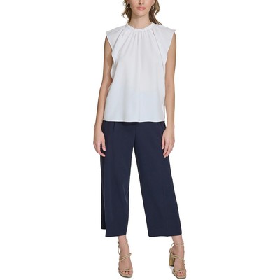 Женская белая рубашка с коротким рукавом и оборками Calvin Klein, блузка-топ S BHFO 8755