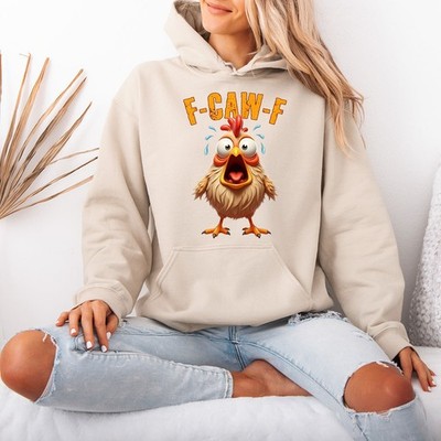 Felpa con cappuccio da donna F-Caw-F Funny Animal Chicken Graphic Pullover