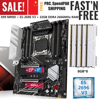 LGA 2011-v3 X99 Motherboard with Xeon E5 2696 V3 CPU 32GB DDR4 2666MHz RAM Combo