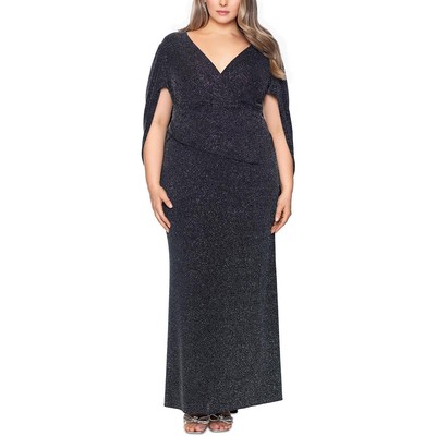 Женское черное вечернее платье с каскадными рюшами Betsy & Adam, 16W BHFO 4459