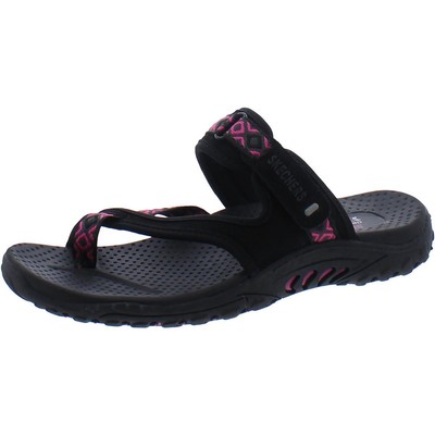 Skechers Womens Reggae-Trailway Black Slide Sandals 7.5 Wide (C,D,W) BHFO 4628