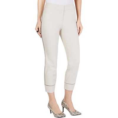 Женские бежевые укороченные брюки Alfani с контрастной отделкой по щиколотку 4 BHFO 3922