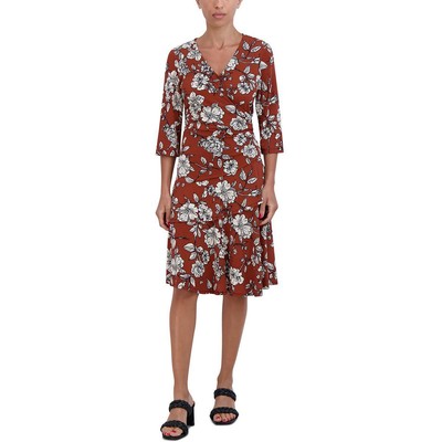 Фирменное женское коричневое миди-платье-клеш Petites PM BHFO 3964 от Robbie Bee коричневого цвета