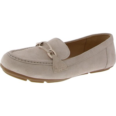 Calvin Klein Womens LENIKA Tan Suede Loafers Shoes 7 Medium (B,M) BHFO 4034