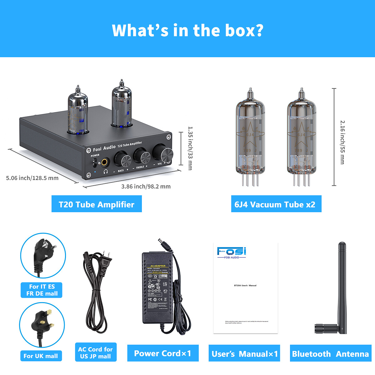 Fosi Audio T20 Tube Amplifier Bluetooth Headphone Amp