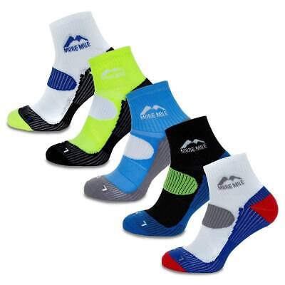 More Mile Mens London 5 Pack Cushioned Running Socks Padded Sports Ankle Sock
