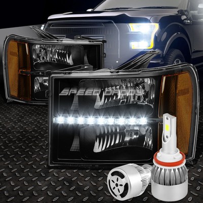 СВЕТОДИОДНАЯ ФАРА С ЧЕРНОЙ ЛИНЗОЙ + ЯНТАРНЫЙ УГОЛОК + БЕЛЫЙ СВЕТОДИОД H8 HID с ВЕНТИЛЯТОРОМ ДЛЯ 07-14 GMT900