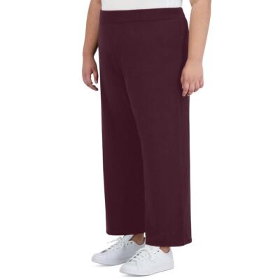 

Женские вязаные широкие брюки с бесшовной ребристой отделкой Anne Klein Plus BHFO 5638, Merlot, 10811218