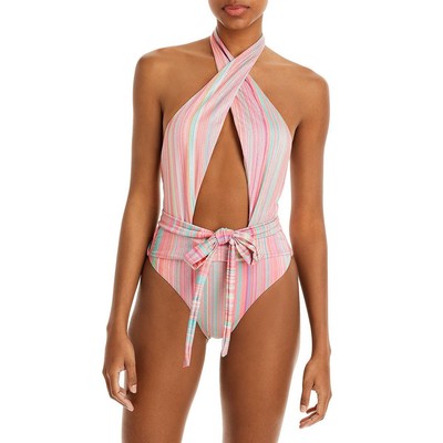 PQ Swim Женский цельный купальник Alex Pink Metallic Halter S BHFO 2560