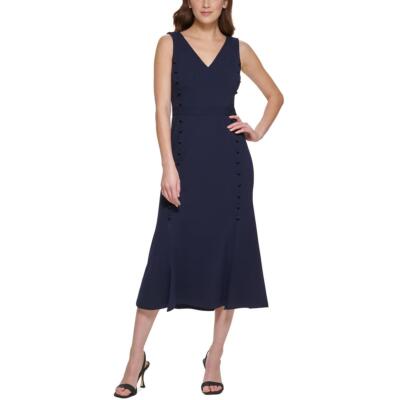Женское темно-синее платье-футляр для подводного плавания Calvin Klein длиной до колена без рукавов 6 BHFO 5177