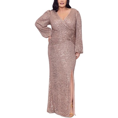 

Женское бежевое вечернее платье с пайетками Xscape Plus  BHFO 4486, Nude/blush