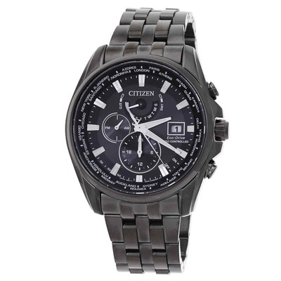 Pre-owned Citizen Perpetual Alarm Chronograph Quartz Black Dial Men's Watch At9127-80e