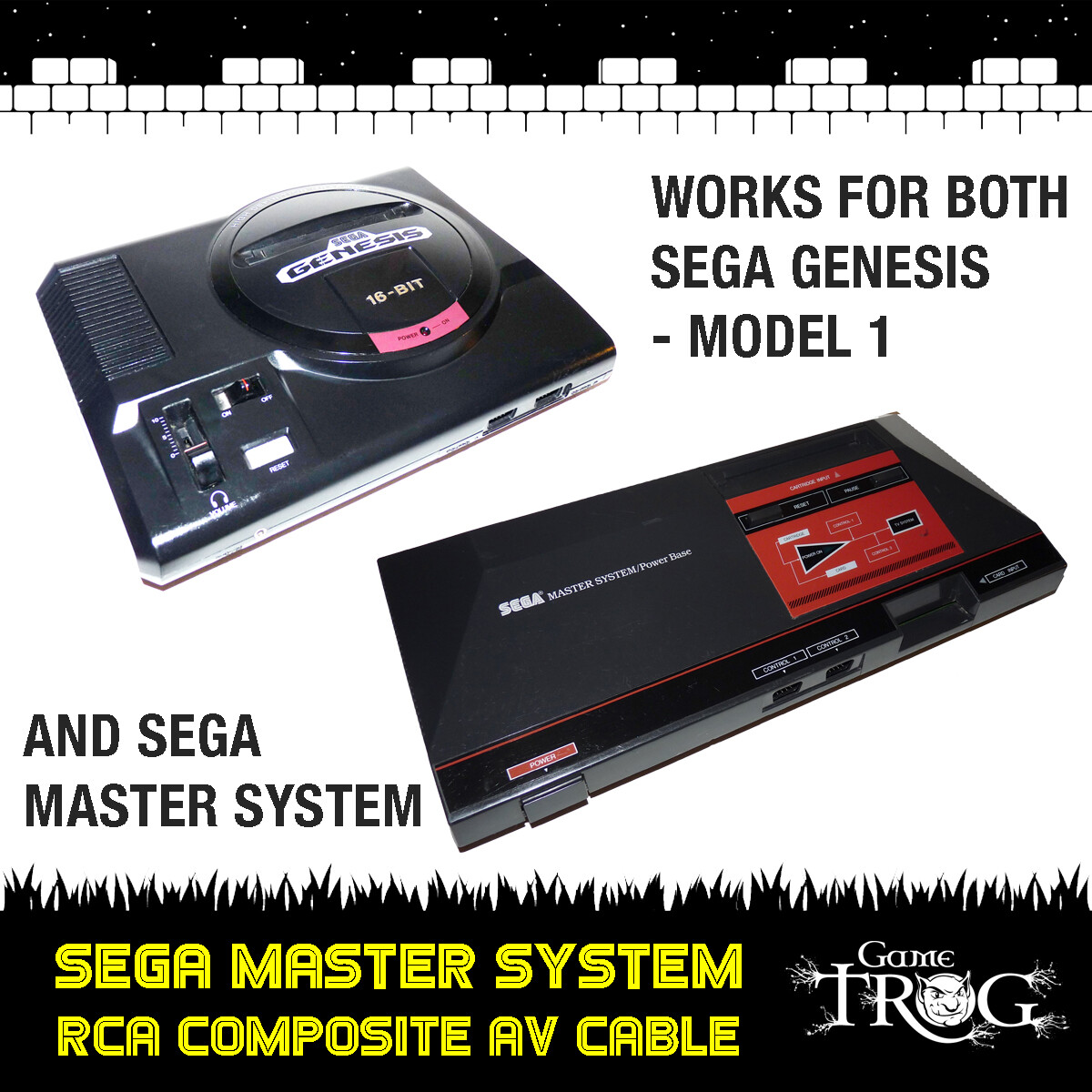 SEGA Master System - Model 1 - RCA Composite Audio Video AV Cable ...