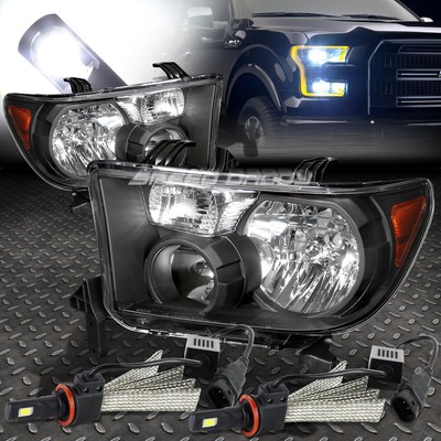 ЧЕРНЫЙ КОРПУС ФАРЫ С ЯНТАРНЫМ УГЛОМ НАКЛОНА + БЕЛАЯ СВЕТОДИОДНАЯ СИСТЕМА 6000K ДЛЯ 07-13 TUNDRA