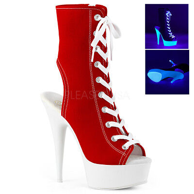 Sexy Red White Referee Sneaker Boots Stripper Dance Heels Shoes Womans 8 9 10 11
