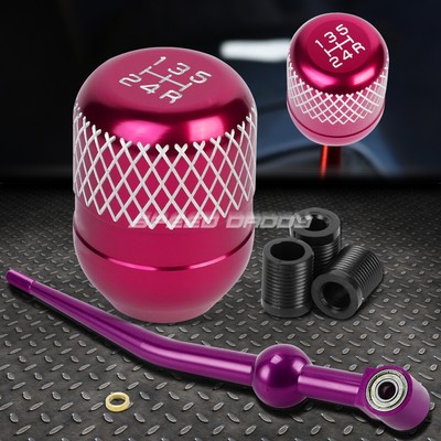 КОРОТКИЙ ПЕРЕКЛЮЧАТЕЛЬ ПЕРЕДАЧ ИЗ ФИОЛЕТОВОГО АЛЮМИНИЯ С ОДНИМ ИЗГИБОМ + РОЗОВАЯ 5-СТУПЕНЧАТАЯ РУЧКА С СЕТКОЙ ДЛЯ EK/ EJ / EG