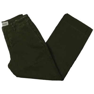 

Зеленые женские расклешенные брюки со средней посадкой Frame Le Tomboy  BHFO 1382, Washed moss